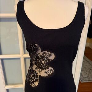 Dolce & Gabbana Black Tank Top with Lace Flower Detail